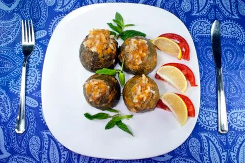 Dried eggplant stuffed Foto stock