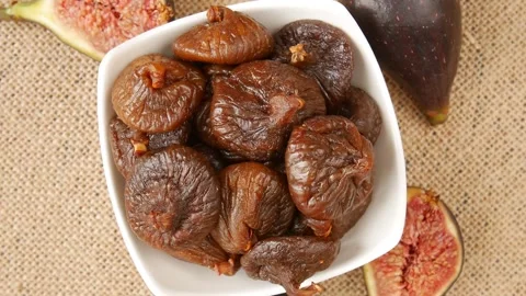 Dried figs on a plate. Stock Footage 238907901