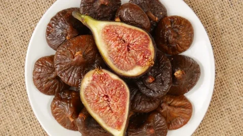 Dried figs on a plate. Stock Footage 239713288