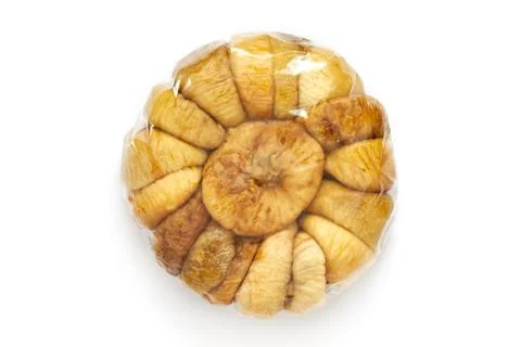 Dried figs in round plastic packaging Stock Photos