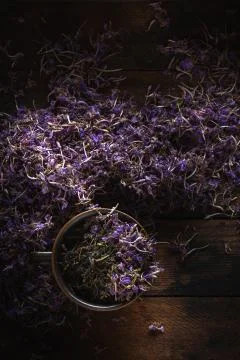 Dried Fireweed Tea Rustic Background Stock Photos