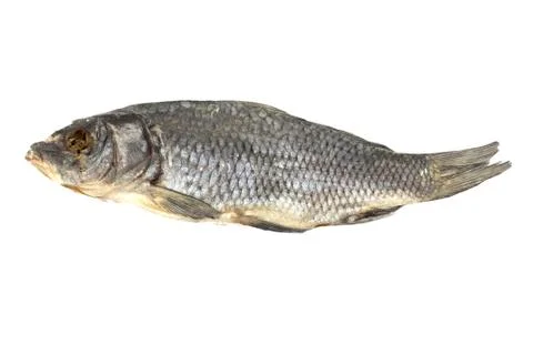 Dried fish allocated on a white background Foto stock
