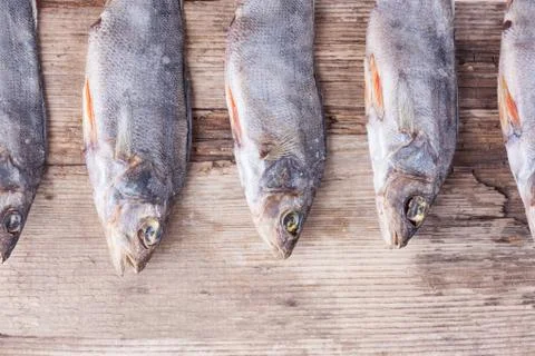 Dried fish backgriund on the table Stock Photos