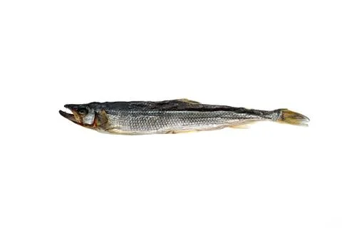 Dried fish. Far Eastern catfish is isolated on a white background. Beer snack Foto stock