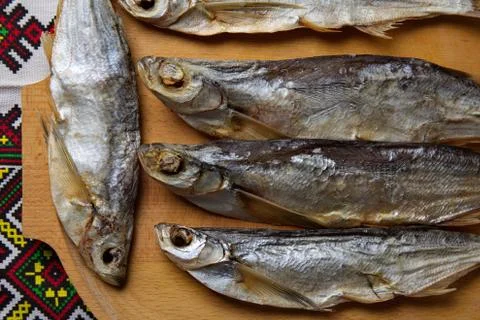 Dried fish. Sabrefish. Stock Photos