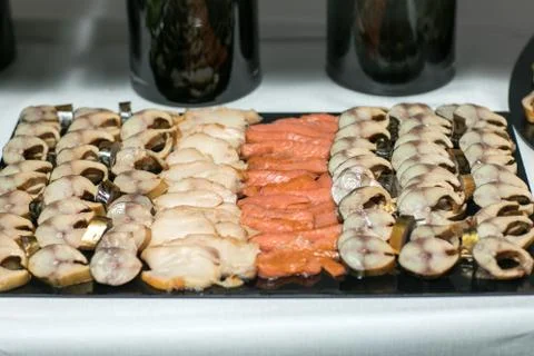 Dried fish slice on table Stock Photos