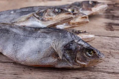 Dried fish on the table Stock Photos
