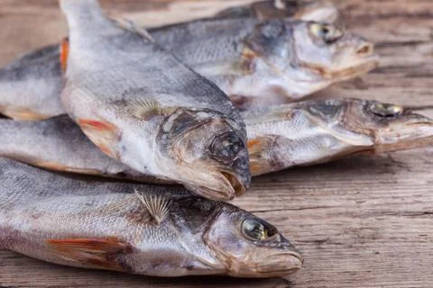 Dried fish on the table Stock Photos