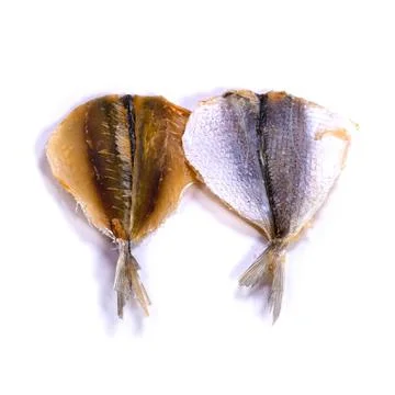 Dried fish on a white background Foto stock