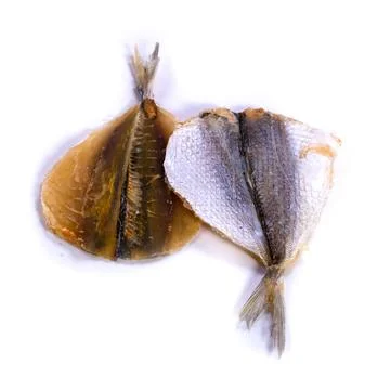 Dried fish on a white background Foto stock