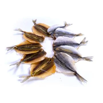 Dried fish on a white background Stock Photos