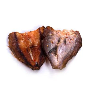 Dried fish on a white background 库存照片