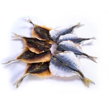 Dried fish on a white background Foto stock