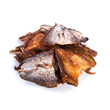 Dried fish on a white background 库存照片