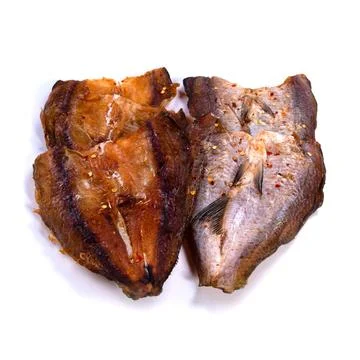 Dried fish on a white background 库存照片