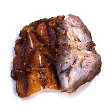 Dried fish on a white background Foto stock