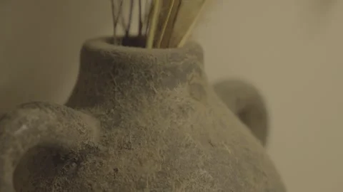 Dried Flower in Stone Pot with Rustic Mood  S-Log3 Video stock 313572537