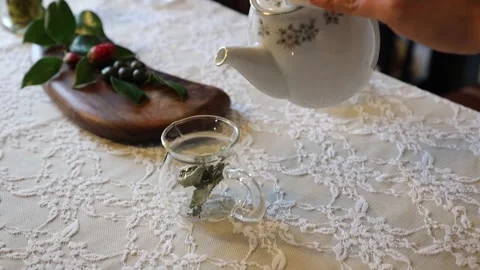 Dried flower Tea set Stock-Footage 302949404