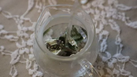 Dried flower Tea set 스톡 동영상 302949408