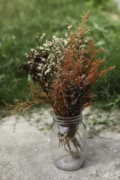 Dried flowers put on background Foto stock