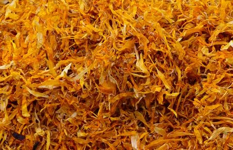 Dried flowers for the very expensive SAFFRON spice to flavor dishes Stock Photos