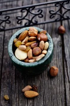 Dried  fruit and nuts Stock Photos