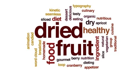 Dried fruit animated word cloud. Kinetic typography. Stock Footage 113201221