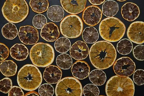 Dried fruit on colored background. Pattern of a fruit frips. Healthy eating 写真素材