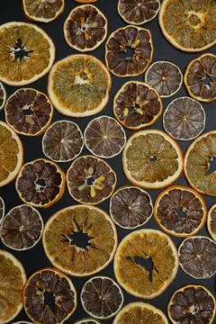 Dried fruit on colored background. Pattern of a fruit frips. Healthy eating Stock Photos