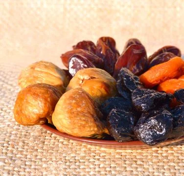 Dried fruit, dates, figs, prunes, apricots Stock Photos