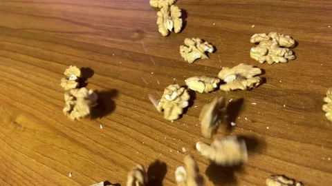 Dried fruit falls on the table Stock-Footage 220740355