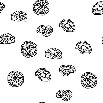 Dried fruit healthy snack vector seamless pattern 스톡 일러스트