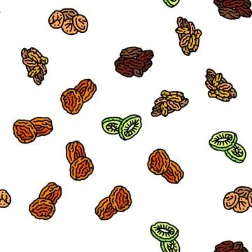 Dried fruit healthy snack vector seamless pattern 스톡 일러스트