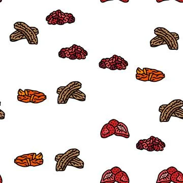 Dried fruit healthy snack vector seamless pattern Stock Illustration