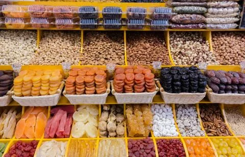 Dried fruit mix with nuts Stock Photos