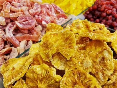 Dried fruit. Nuts shop. Stock Photos
