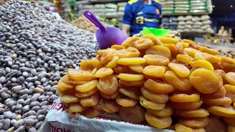 Dried fruit  at Souk El Had, Agadir Morocco : July 27, 2024 Stock Footage 280831953