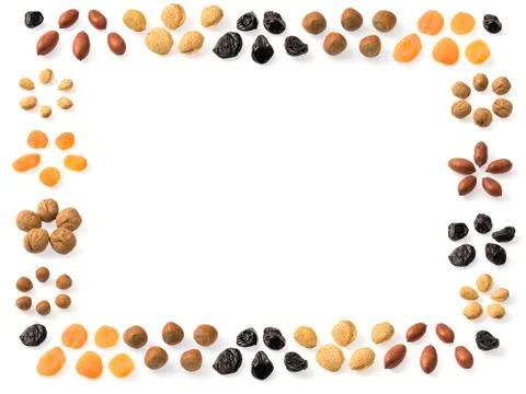 Dried fruits frame Stock Photos