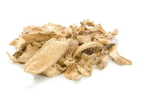 Dried ginger on white background Stock Photos