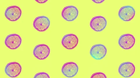 Dried grapefruits and oranges slices pattern in vibrant gradient holographic Stock Footage 167487641