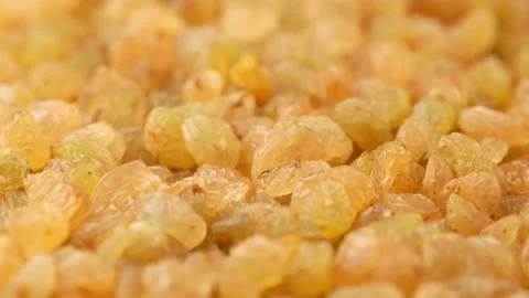 Dried grapes, side view. Raisins. Stock Footage 144685319