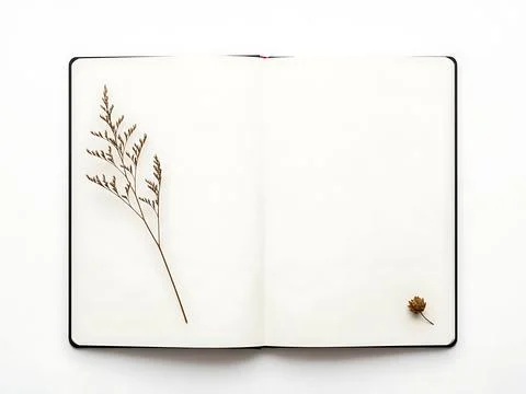Dried grass and autumn leaf on a white background Stock Illustration