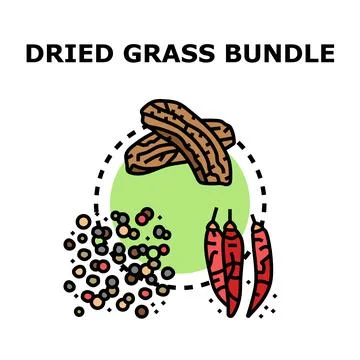 Dried grass bundle ingredient producing seasoning flavor icon Stock Illustration