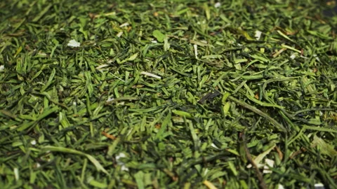 Dried green dill close-up macro. Spice for food. Man hand strewing dill on food Stock Footage 259078042