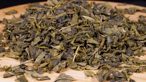 Dried Green Tea Leaves Stock Footage 332151469