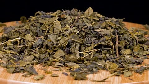 Dried Green Tea Leaves Video stock 332871825