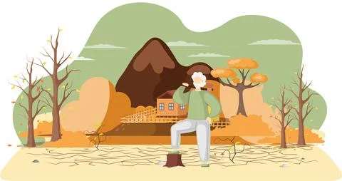 Dried hot and empty planet globe. Saving Earth and environmental care concept Stock Illustration