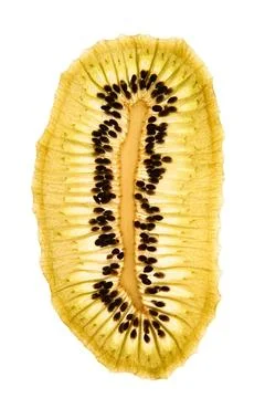 Dried kiwi. Thin. Light through kiwi. Dehydration. Vegan organic natural food Stock-Fotos