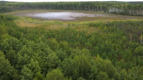 Dried-up lake, general plan from drone of bottom surface Stock Footage 211956536