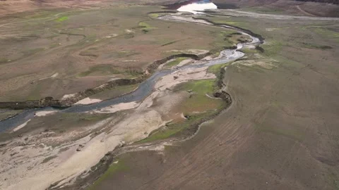 Dried up lake surface from above. 4K Drone Video Video stock 167317917